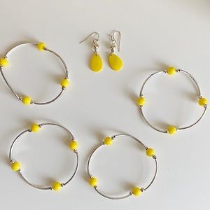 JCPenney Yellow Earrings and Bracelet Set